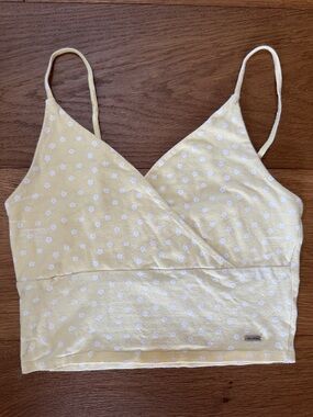 Women's Hollister Yellow Floral Wrap Cropped Tank Top